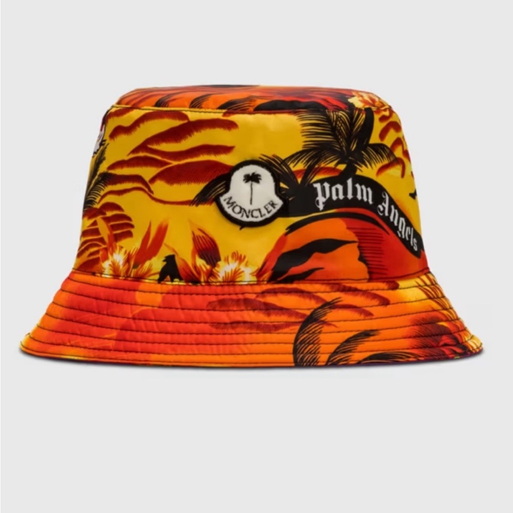 Moncler Tropical Bucket Hat - Orange and Black Unisex